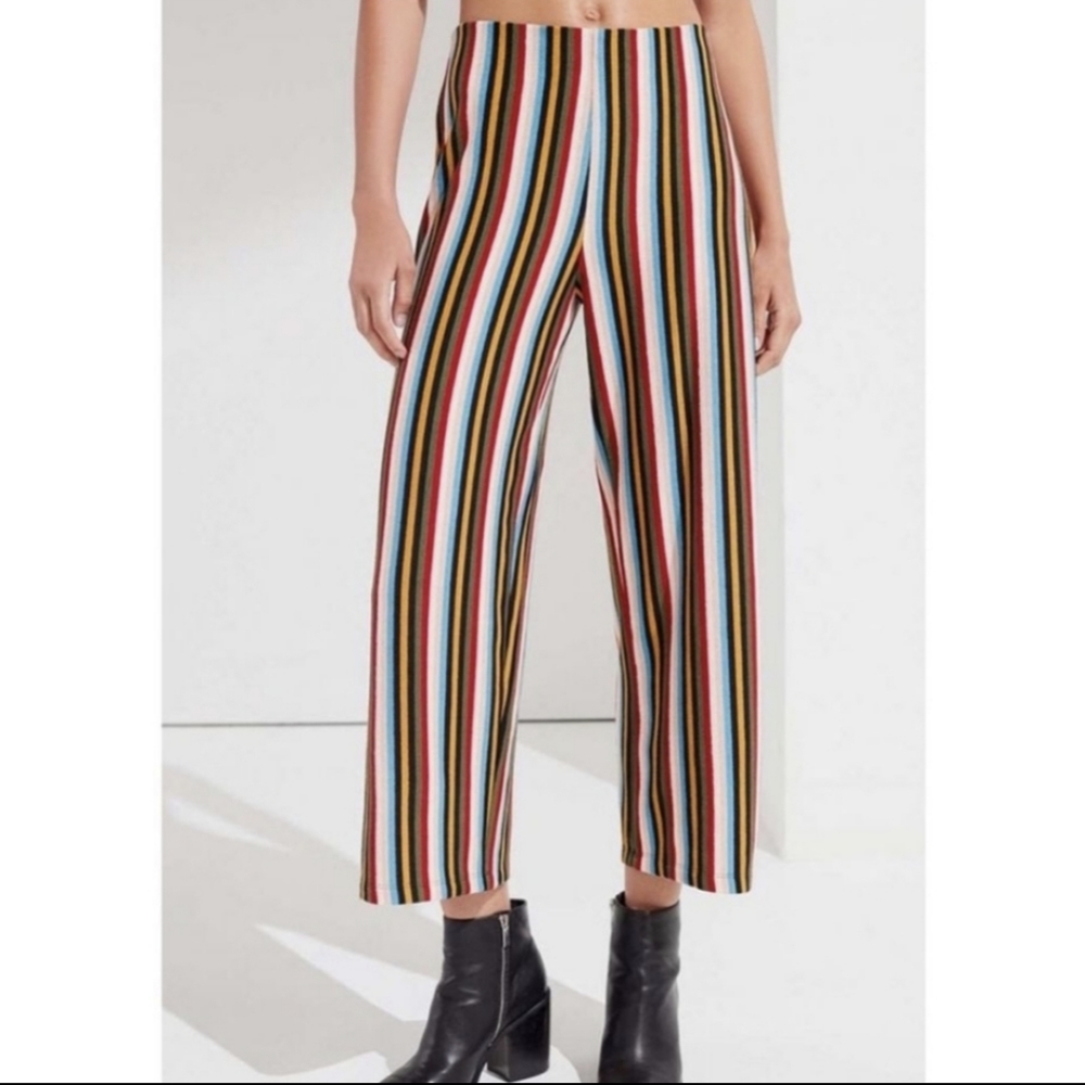 Urban Outfitters wide leg cropped striped pants size medium rainbow